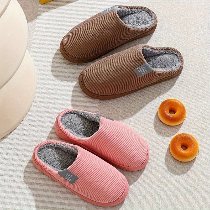 Women's Thick Bottom Home Slippers, Household Plush Slippers, Anti-slip Thermal Slippers