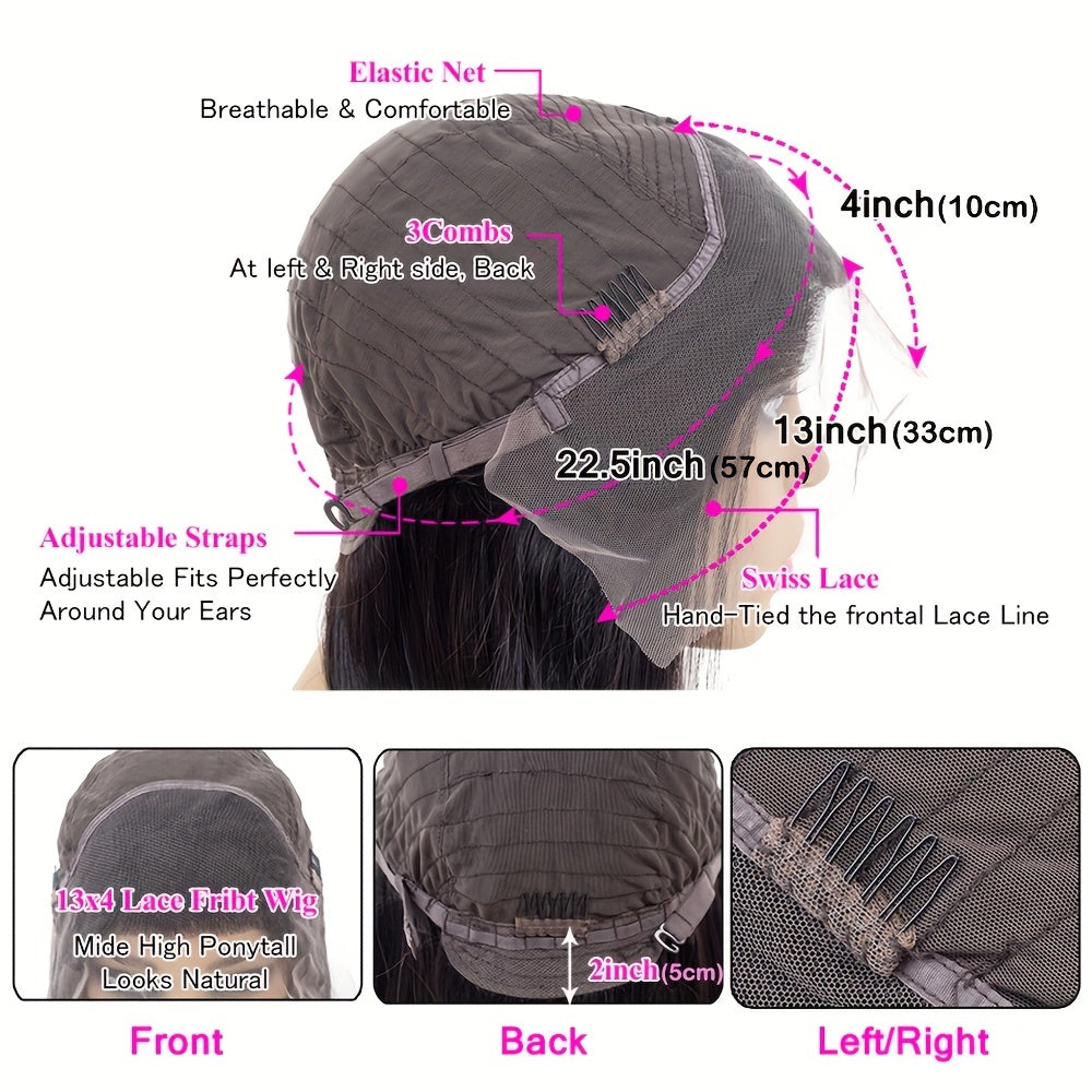Bone Straight Bob Lace Front Wig - 13x4 Lace Frontal Human Hair Wig With Baby Hair - Pre-Plucked For Women - Perfect For Everyday Wear And Special Occasions