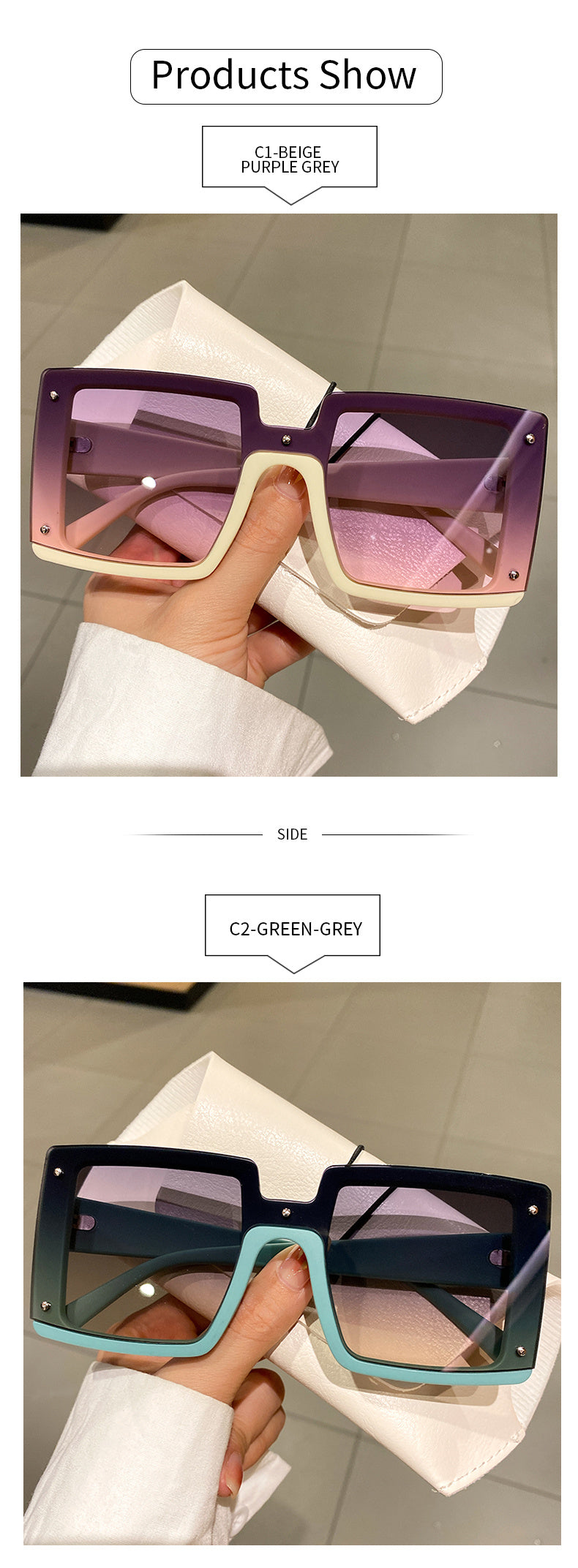 Oversized Square Men Women Trendy Eyewear Fashion Luxury Brand Design Shades