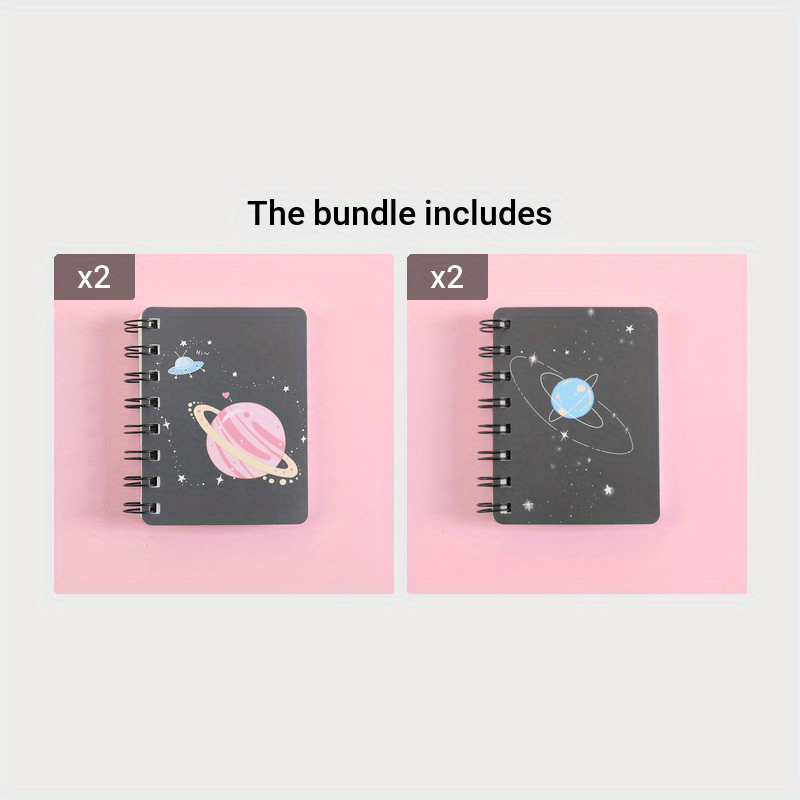 1pc Fantasy Planet Rollover Spiral Coil Notebook Notepad With 80 Pages Size 4.13*3.15 Inch