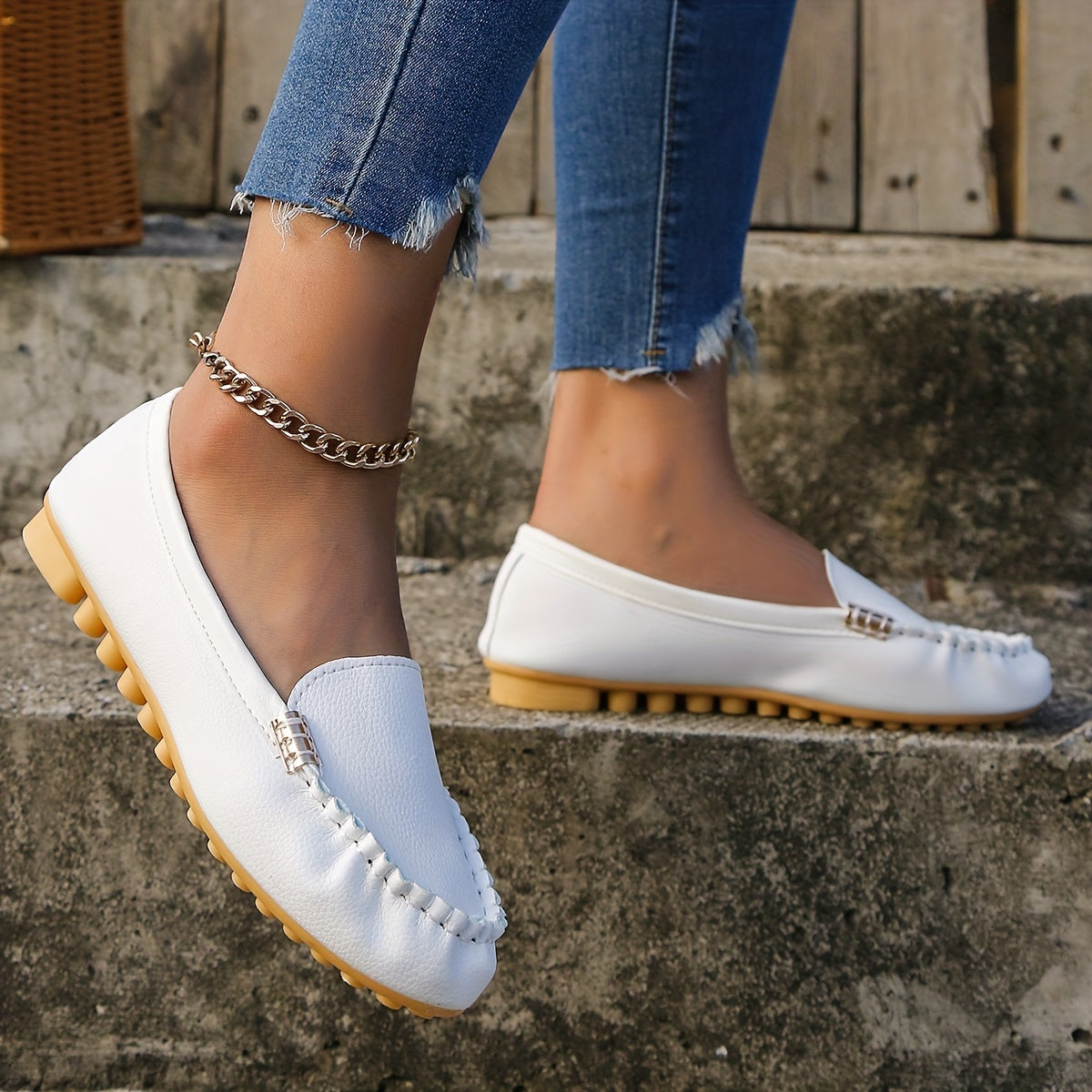 Comfortable Solid Women's Round Toe Loafers, Slip On Shoes, Women's Footwear