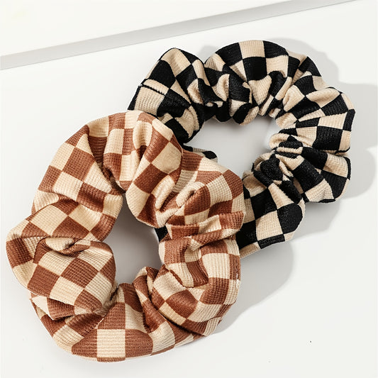Velvet Plaid Hair Tie Scrunchies Large Scrunchies, Colorful Scrunchies, Fashion Women Retro Hair Accessories