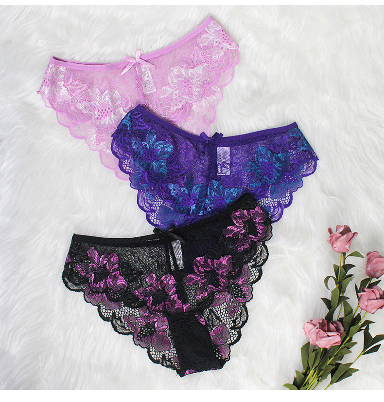 Women's Sexy Lace Panties, Women's Sheer Cutout Lace Bikini Panties