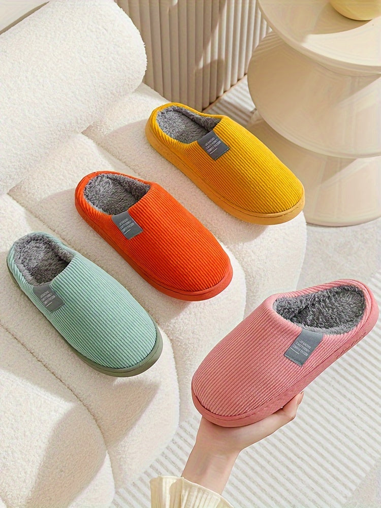 Women's Thick Bottom Home Slippers, Household Plush Slippers, Anti-slip Thermal Slippers