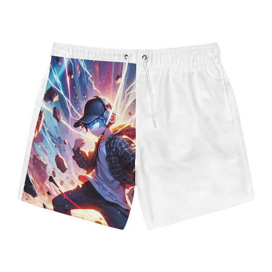 Dynamic Graphic Swim Trunks for Adventurous Youth