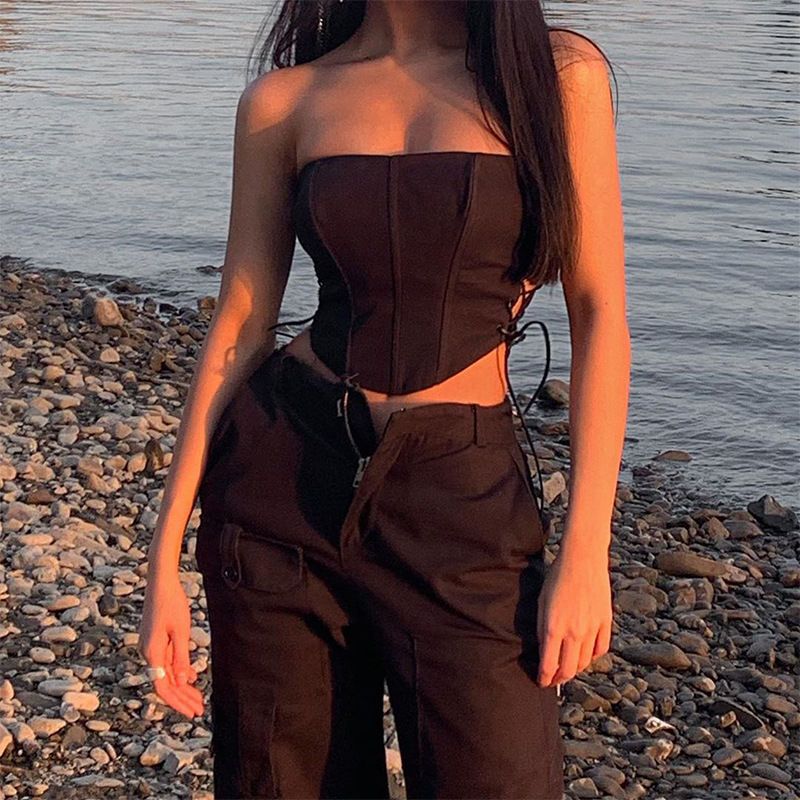 Sensual Cut-Out Camisole Tank Tops - Tanks & Camis with Off Shoulder, Backless, and Small Sling Designs - Women's Sexy Summer Clothing for Casual Outings and Date Nights