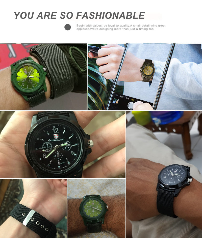 Military Sports Men's Watch Nylon Strap Quartz Wristwatch