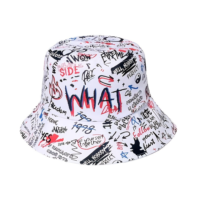 1pc Trendy Men's Graffiti Bucket Hat for Street Style and Hip Hop Fashion