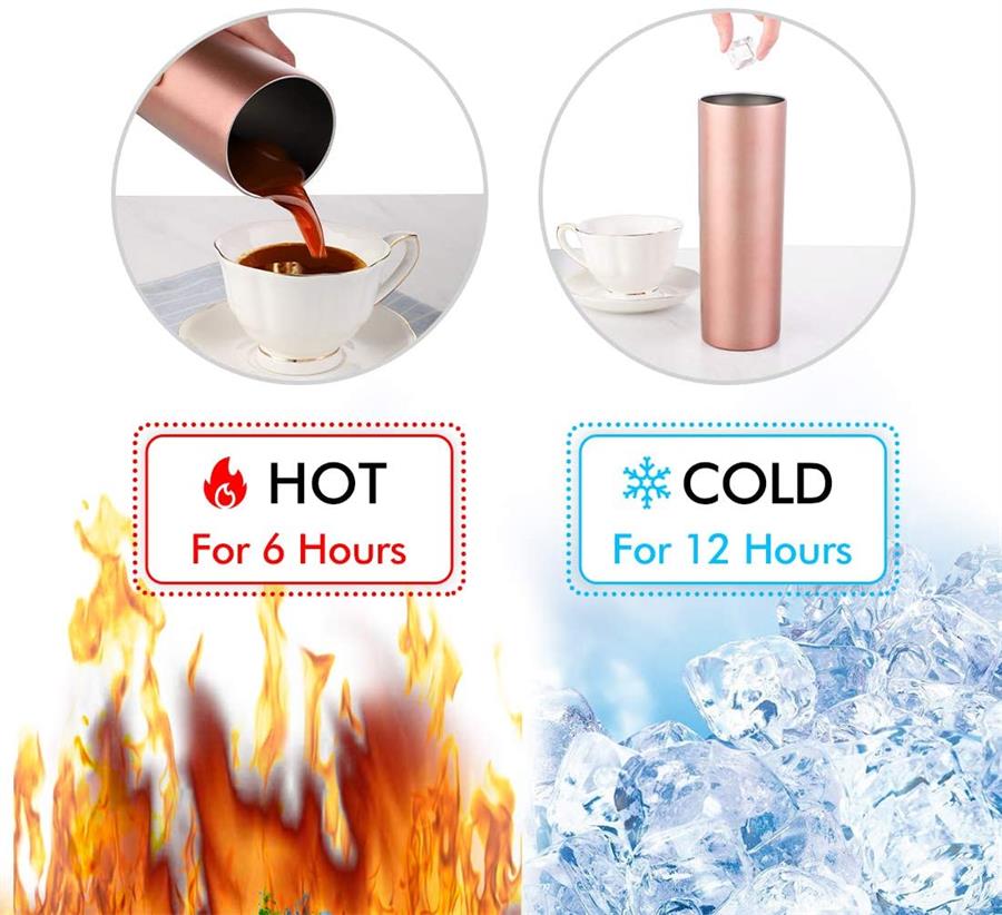 1pc Skinny Tumbler 20oz, Stainless Steel Double Wall Water Bottle, Vacuum Insulated Slim Cup With Lid Straw