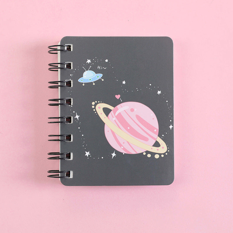 1pc Fantasy Planet Rollover Spiral Coil Notebook Notepad With 80 Pages Size 4.13*3.15 Inch