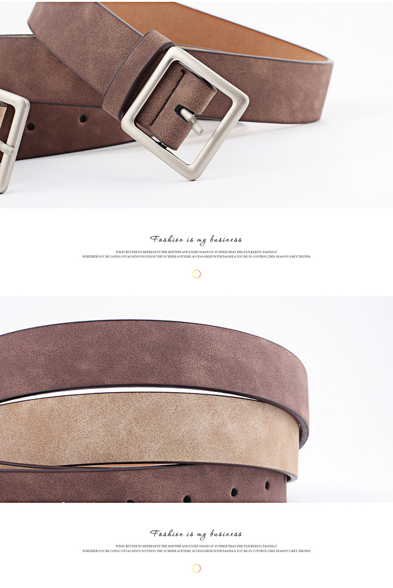 Women PU Belts For Jeans Luxury Brand Designer Belts Female Square Metal Pin Buckle Belt