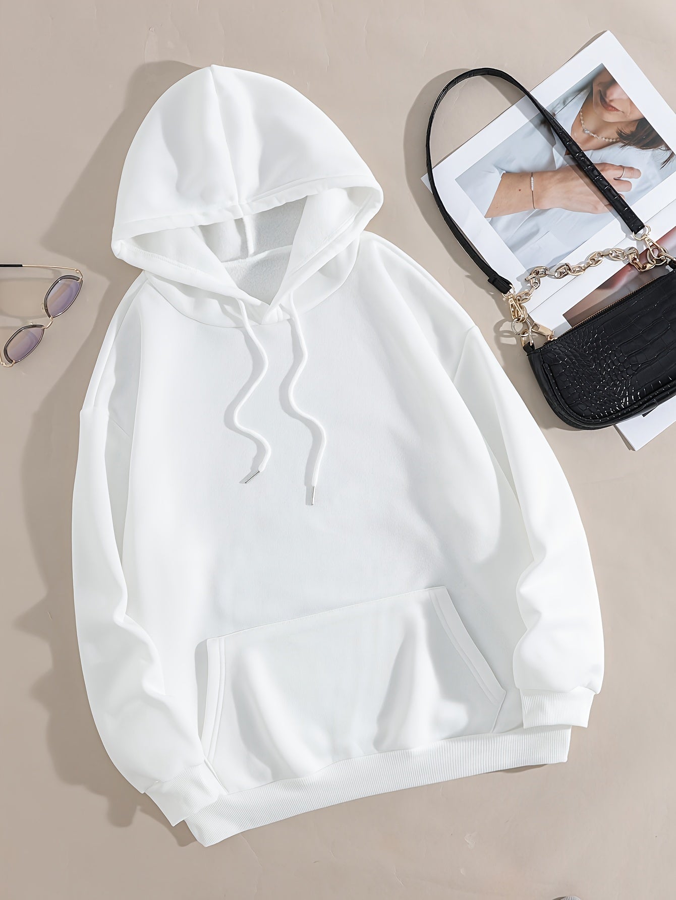 Casual Letter Print Hoodie, Drawstring Hooded Pocket Fashion Loose Fall & Winter Sweatshirt, Women's Clothing