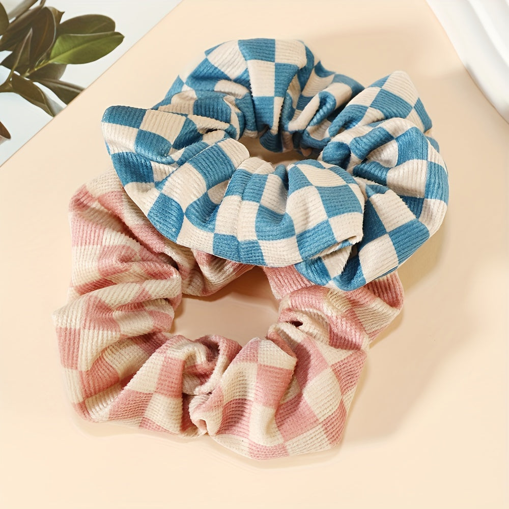 Velvet Plaid Hair Tie Scrunchies Large Scrunchies, Colorful Scrunchies, Fashion Women Retro Hair Accessories