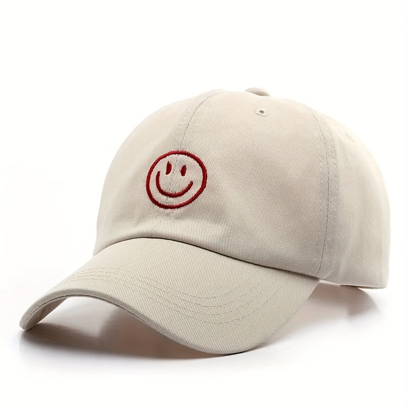 1pc Mens Classic Smile Face Baseball Cap - Soft Cotton, Lightweight, Adjustable, Sunscreen, Embroidered Lettering, Ideal Gift for Daily Casual Wear
