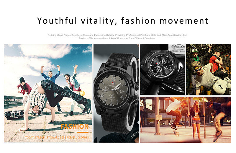 Military Sports Men's Watch Nylon Strap Quartz Wristwatch