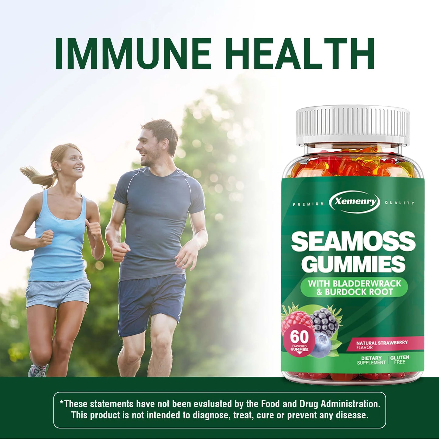 SEAMOSS Gummies - with Bladderwrack, Burdock Root - Immune Health, Healthier Skin & Hair, Detox - 60 Gummies