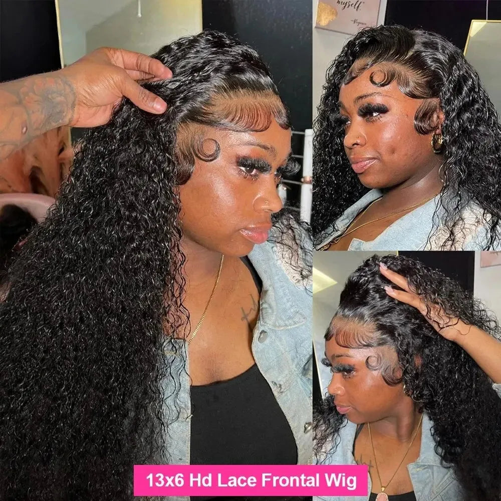 YKB 200% 30 40 Inch HD 13x6 Curly Wigs Human Hair Loose Deep Wave Glueless Preplucked 13x4  Lace Front Wig 6x6 Closure For Women