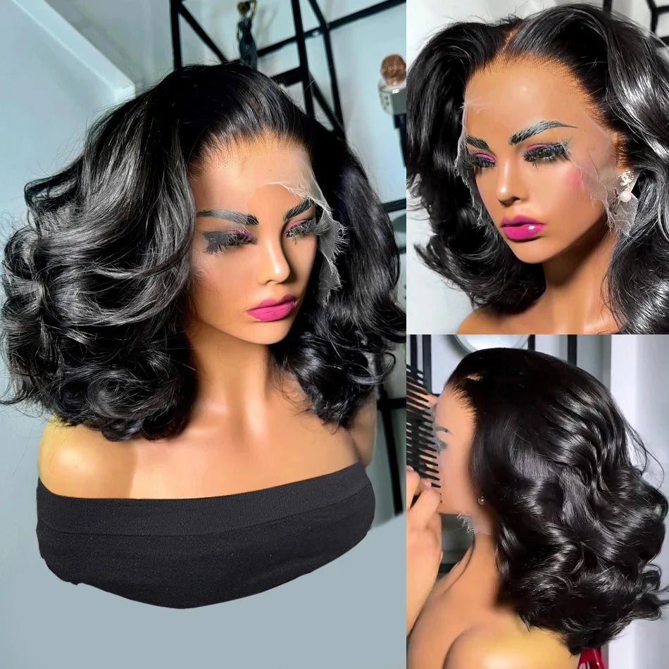 Brazilian Short Bob 13x6 HD Transparent Lace Front Body Wave 13x4 Lace Frontal Human Hair Wavys 5x5 Closure Wig For Women