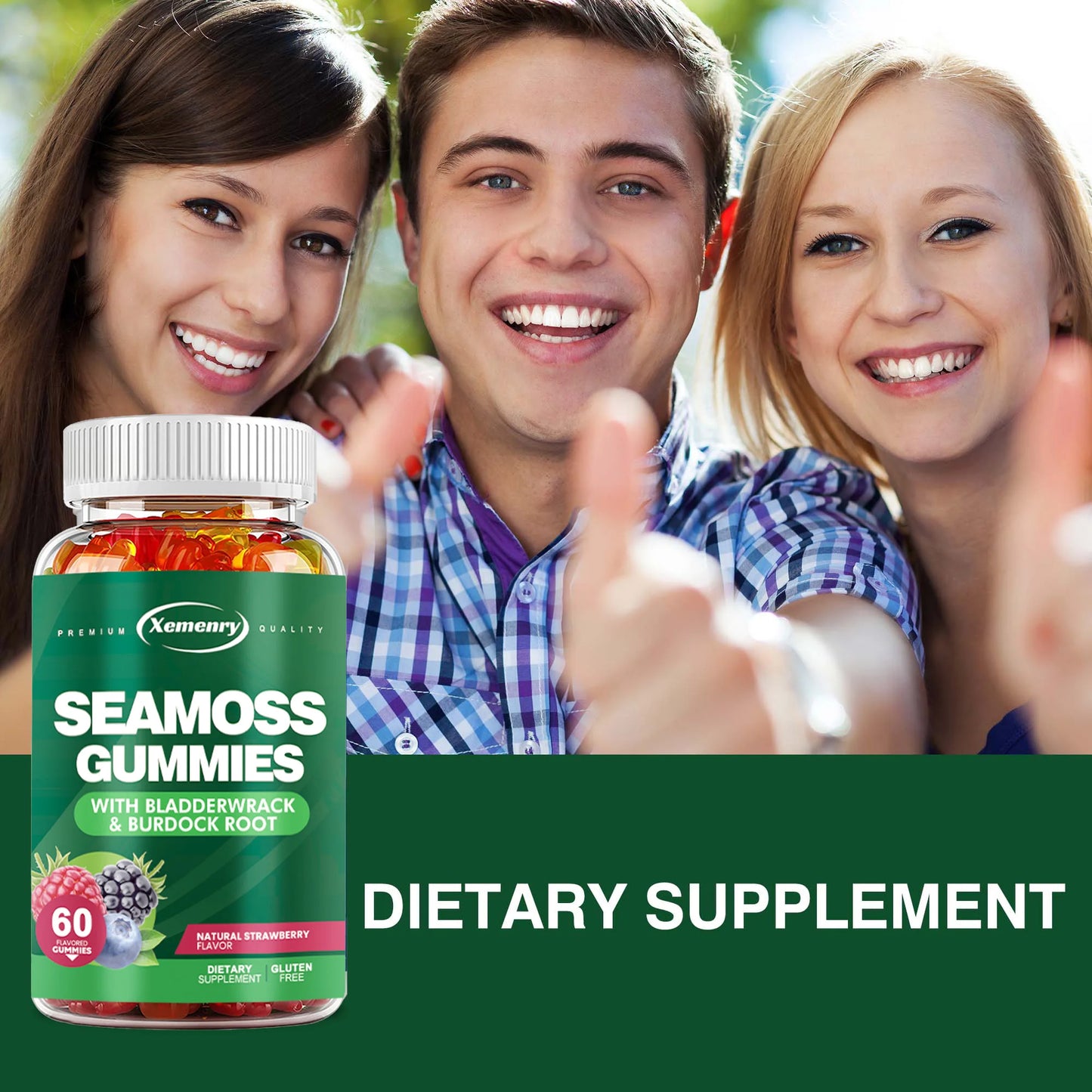 SEAMOSS Gummies - with Bladderwrack, Burdock Root - Immune Health, Healthier Skin & Hair, Detox - 60 Gummies