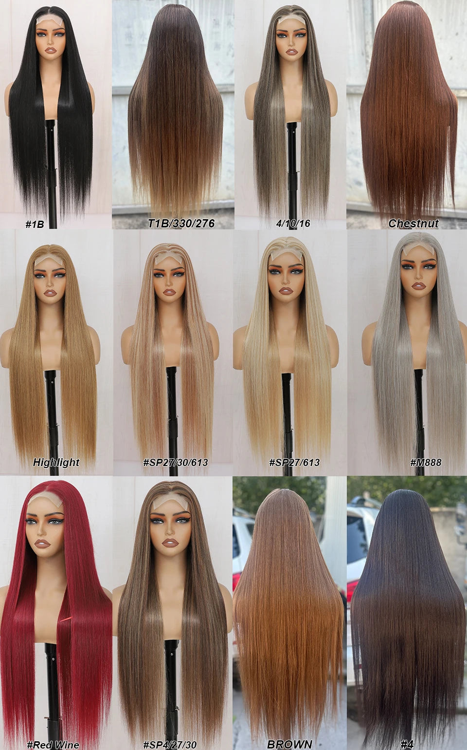 36Inches Straight 4X4 Lace Front Wigs 330Grams Blond 27/613 Chestnut Brown Bio Heat Resistant Fiber Pre Plucked Transparent Lace