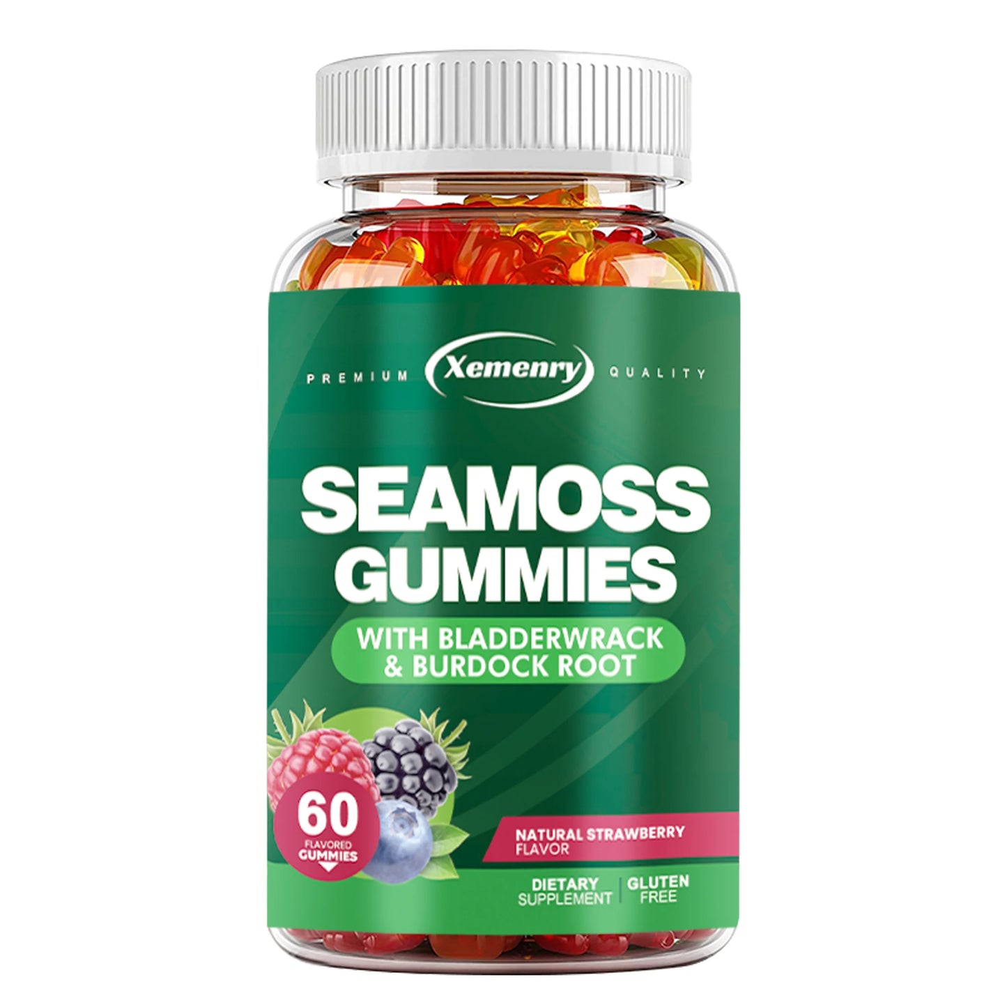 SEAMOSS Gummies - with Bladderwrack, Burdock Root - Immune Health, Healthier Skin & Hair, Detox - 60 Gummies