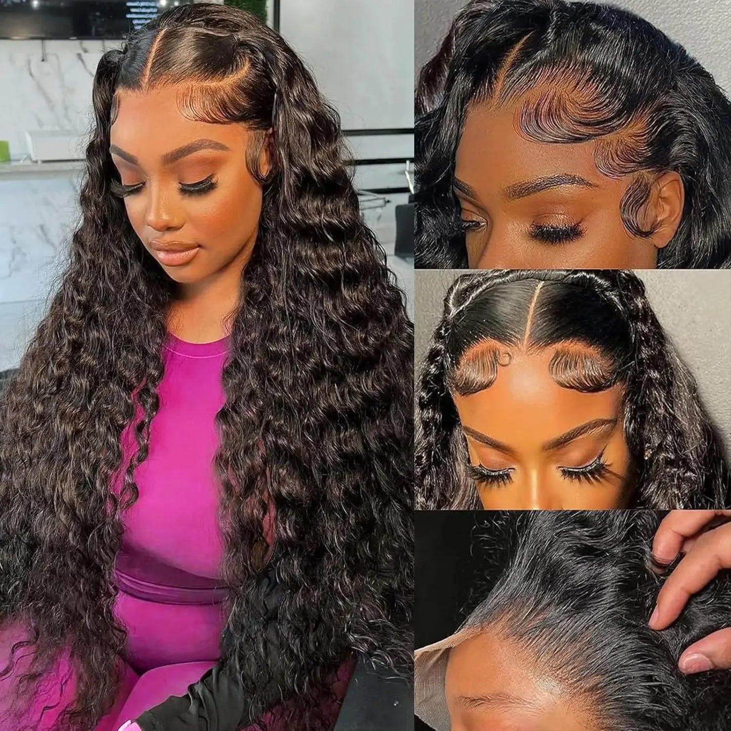 YKB Deep Wave 13x6 HD Lace Front Human Hair Wig Water Wave 30 Inch 13x4 Lace Frontal Wig 200% Brazilian Curly Wigs For Women