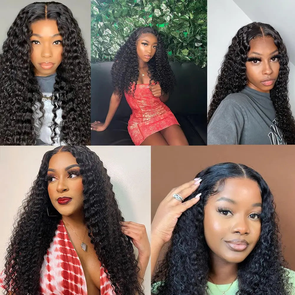 Deep Wave Human Hair Wigs Glueless Wig  Water Wave Wig Pre-Cut Lace 5x5Wear And Go Glueless Wigs Lace Front Human Hair Wig