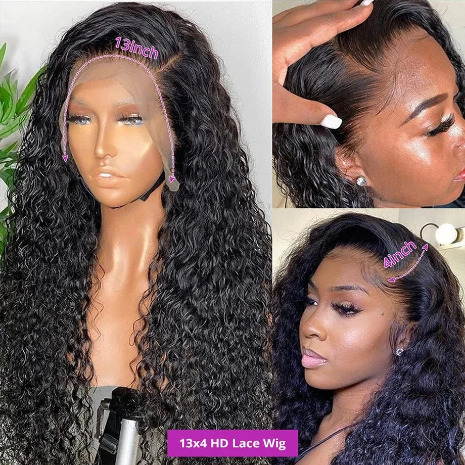 YKB 30 40 Inch Curly Wigs 13x6 HD Lace Frontal Wig Human Hair Loose Deep Wave 200Density 13x4 Lace Front Wig Brazilian For Women