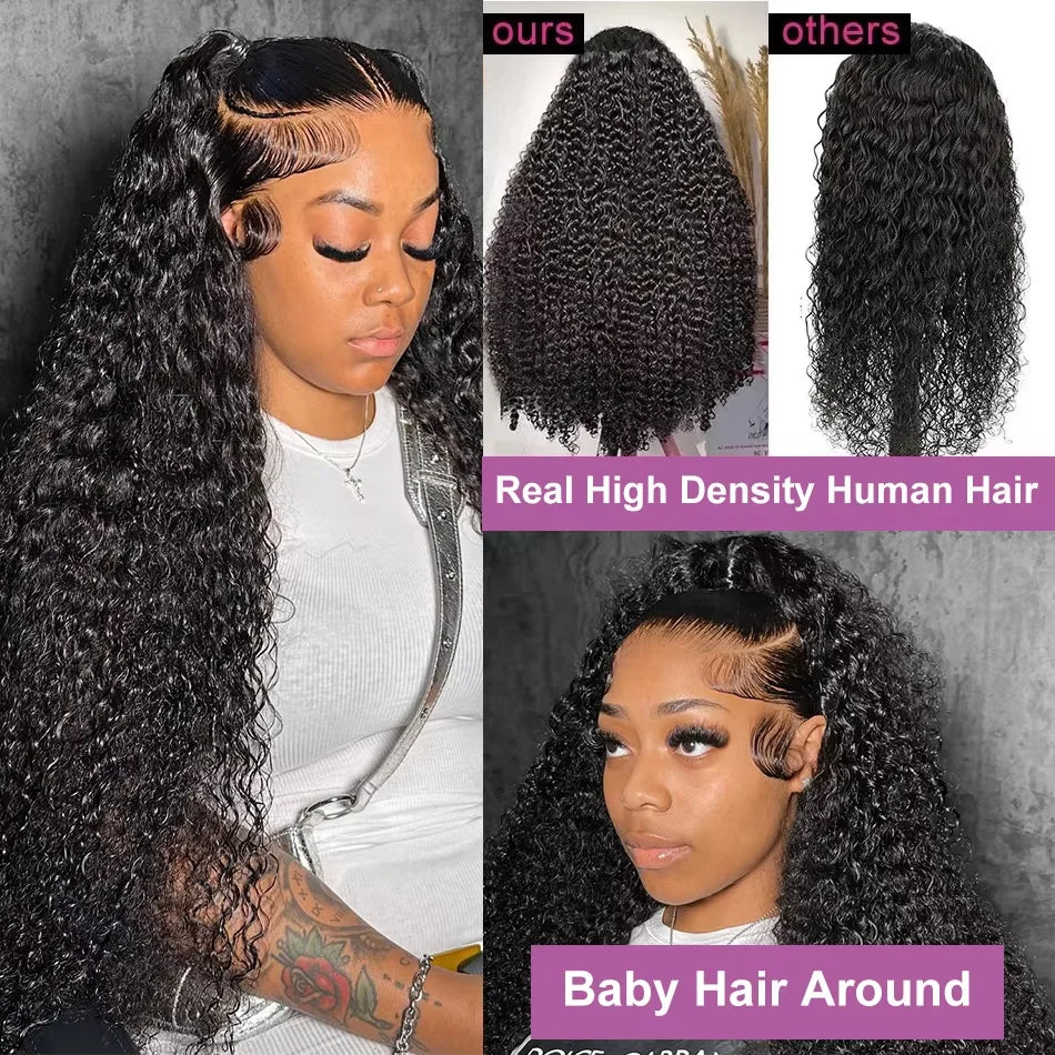 YKB 200% 30 40 Inch HD 13x6 Curly Wigs Human Hair Loose Deep Wave Glueless Preplucked 13x4  Lace Front Wig 6x6 Closure For Women