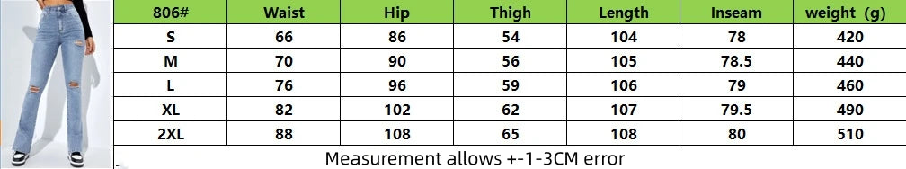 2023 Winter New Women's High Waist Ripped Leg Slit Jeans Fashion Slim Fit Stretch Denim Straight Legs Casual Trousers S-2XL