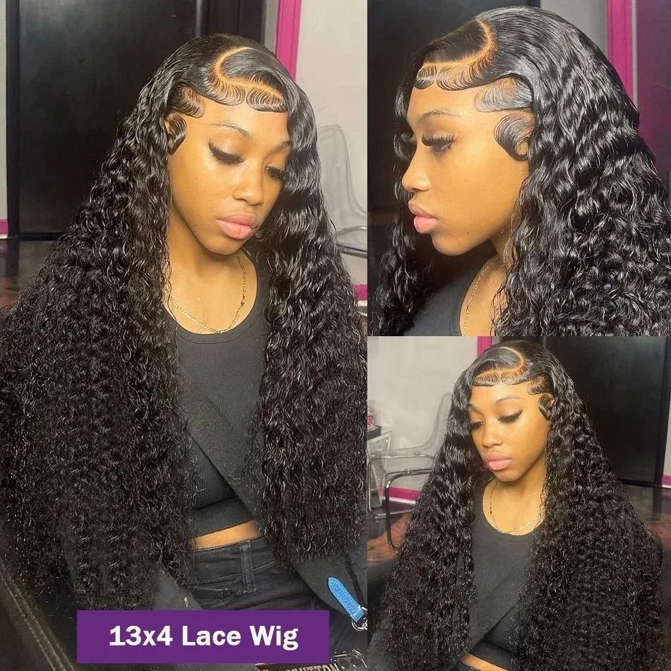 YKB Deep Wave 13x6 HD Lace Front Human Hair Wig Water Wave 30 Inch 13x4 Lace Frontal Wig 200% Brazilian Curly Wigs For Women