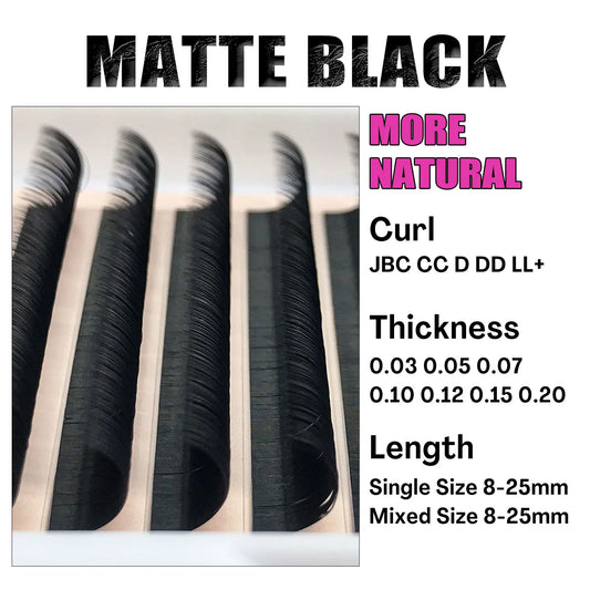 Wholesale Cashmere Individual Eyelash Extension Supplies Private Label Silk Natural Matte Black Volume Eye Lash Extension Trays