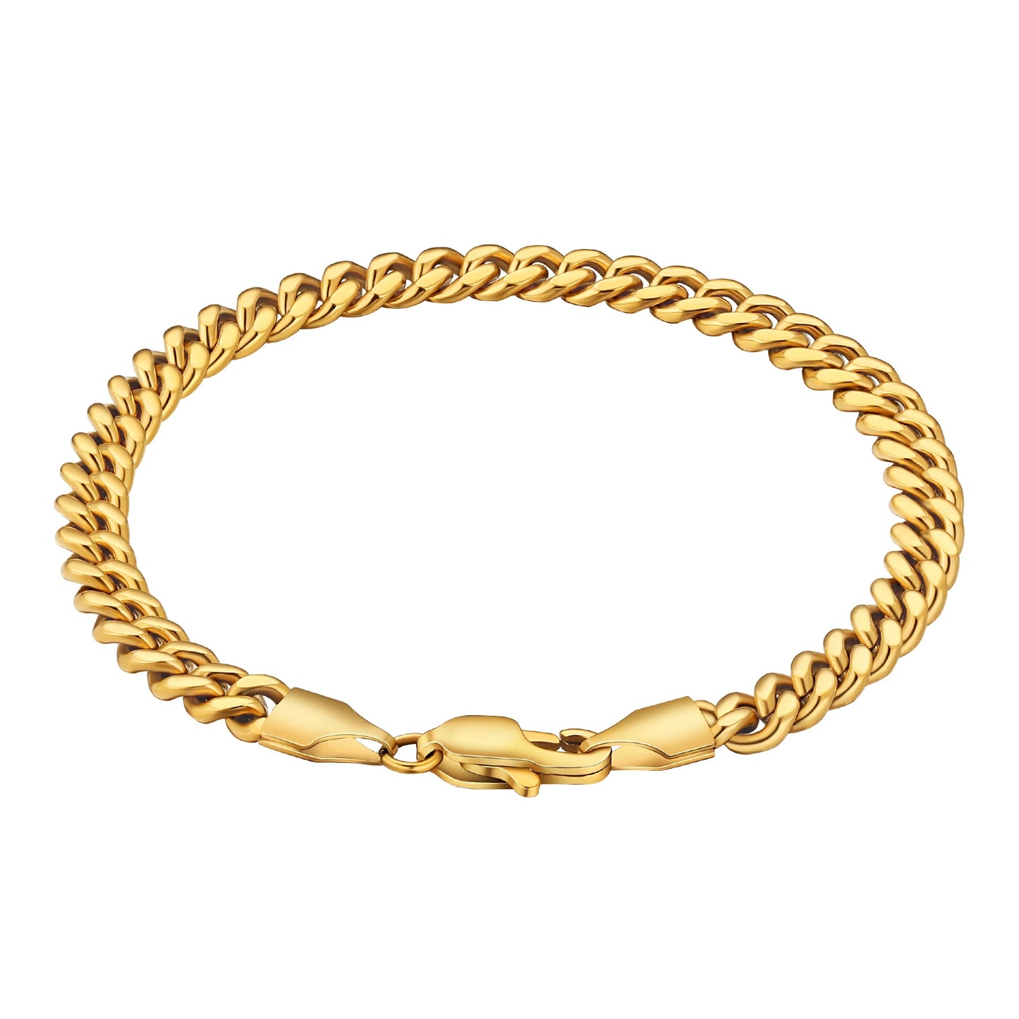 USA Warehouse 18K Gold Plated Cuban Link Chain 5mm Stylish Jewelry Gifts Miami Stainless Steel Wrist Bracelets for Men Women