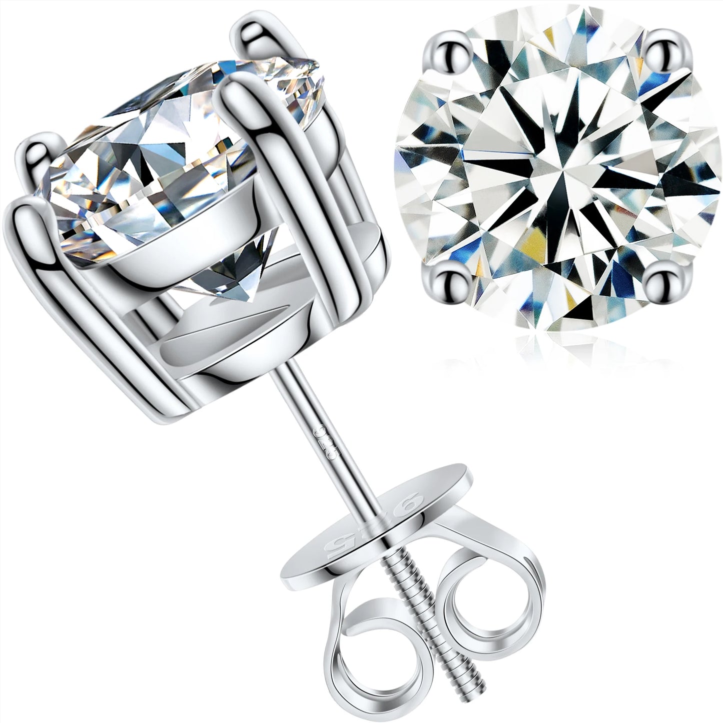 USA Local Stock Men Women Luxury 18K Gold Plated Sterling Silver Classic VVS Moissanite Diamond Stud Earrings With Gift Box