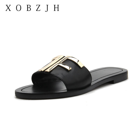 designer slides G flip flops mule Shoes slippers women sandal luxury 2019 shoes woman ladies summer leather flat slippers US 11