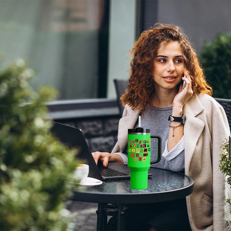 USA Warehouse 16Pack Neon 40oz Sublimation Blank Stainless Steel Vacuum Insulated Travel Coffee Mug Tumbler With Handle