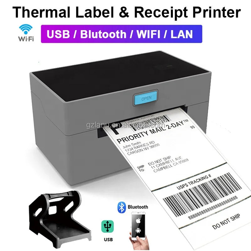 4inch 110mm 203DPI Direct USB  Label Maker Machine Thermal Shipping Label Printer for Logistics MACOS Android with WIfi