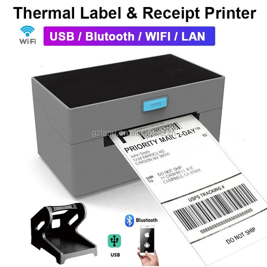 4inch 110mm 203DPI Direct USB  Label Maker Machine Thermal Shipping Label Printer for Logistics MACOS Android with WIfi
