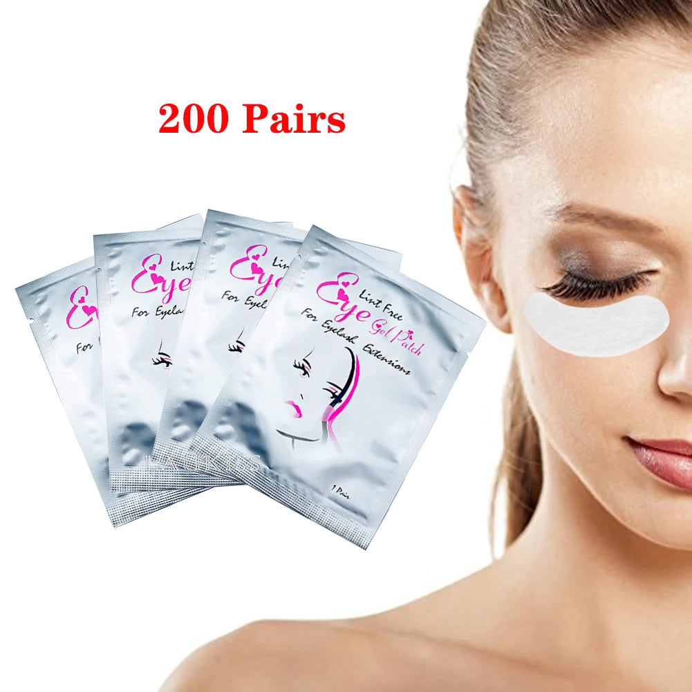Laukiss 50/100/200Pairs Eyelash Pad Gel Patch Grafting Eyelashes Lint free Under Eye Patches For Eyelash Extension  Makeup Tools