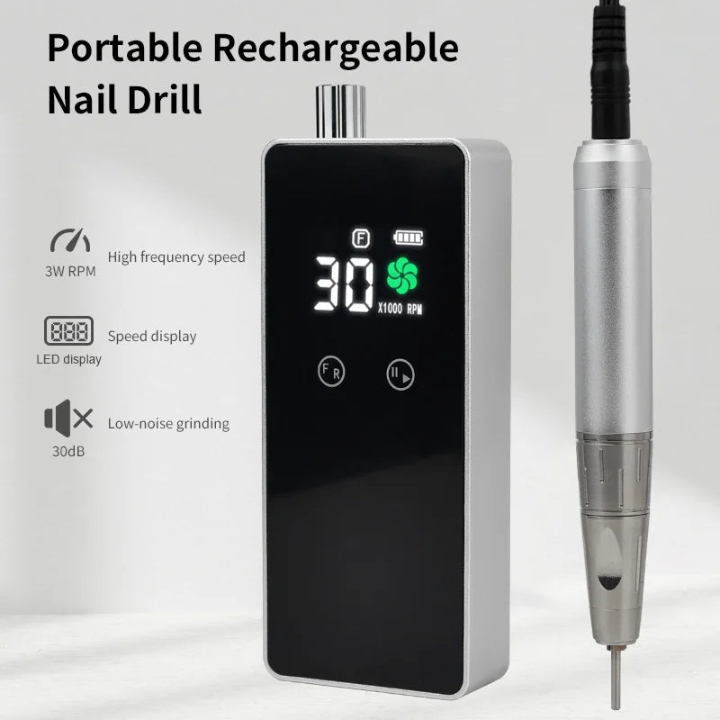 USA Free Shipping Electric Nail Sander Manicure Drill Coreless Handpiece 30000RPM Rechargeable Portable Nail Drill Machine