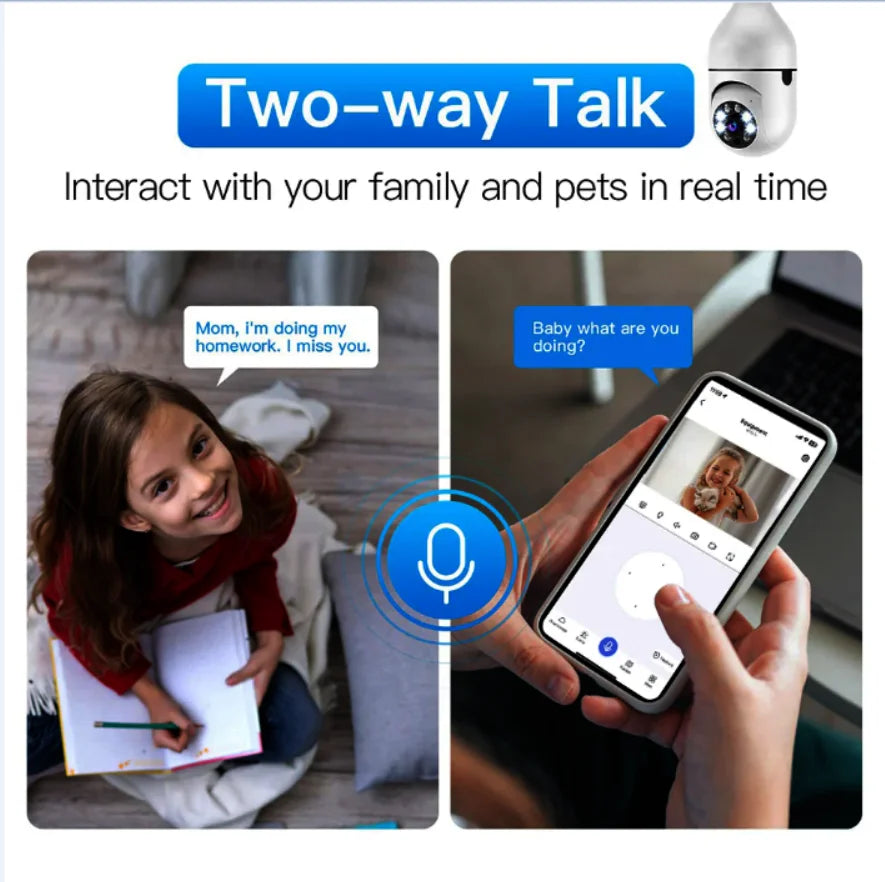WESECUU Home Light Bulb Lamp E27 PTZ WIFI 360 Degree Wireless IR Security CCTV Camera Dual Band 2MP 3MP Bulb Camera