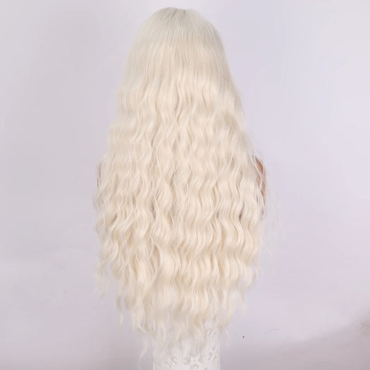 Long Wavy Hair Blonde Lace Front Synthetic Wig Female 13 * 4 Natural Body Wave Replacement Wig, Suitable for Party Daily Use.