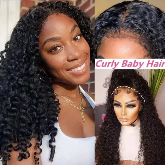 4C Kinky Baby Hair Undetectable Breathable Soft Invisible Edge Lace Front Wig,13X4 13X6 Water Wave Frontal Human Hair Wigs