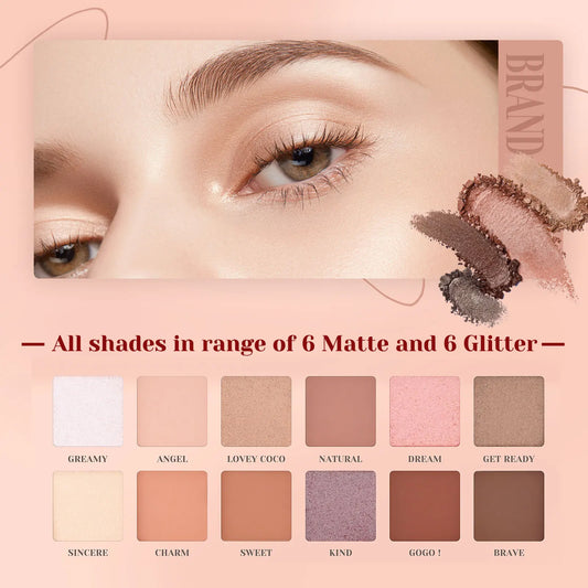 Las Chicas Wholesale 12 Colors Pressed Powder Eyeshadow Shimmer Matte Palette Eye Eyeshadow