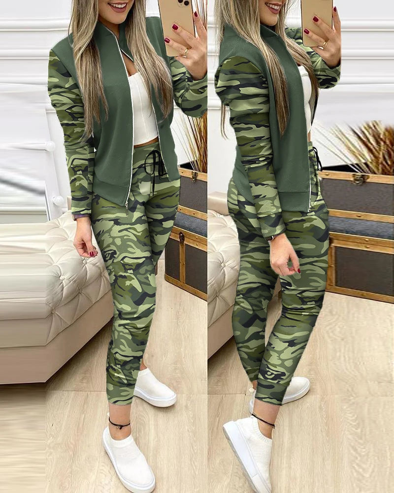 2025 Tracksuit suits 2 Piece Set Zipper Jacket+Long Pants Sports Suit Female Sweatshirt Sportswear Suit for Woman Clothing