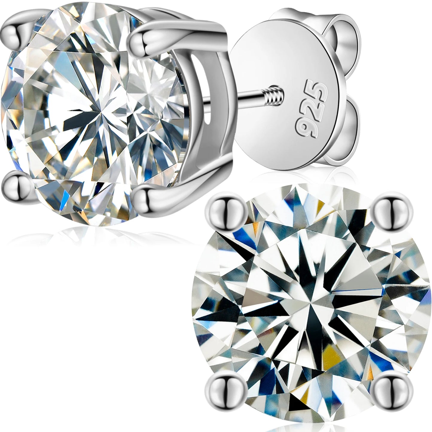 USA Local Stock Men Women Luxury 18K Gold Plated Sterling Silver Classic VVS Moissanite Diamond Stud Earrings With Gift Box