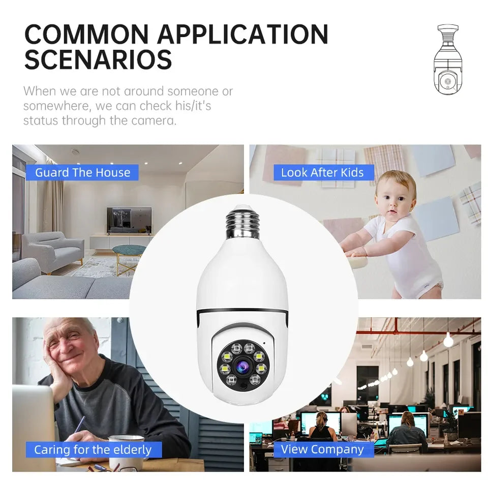 WESECUU Home Light Bulb Lamp E27 PTZ WIFI 360 Degree Wireless IR Security CCTV Camera Dual Band 2MP 3MP Bulb Camera