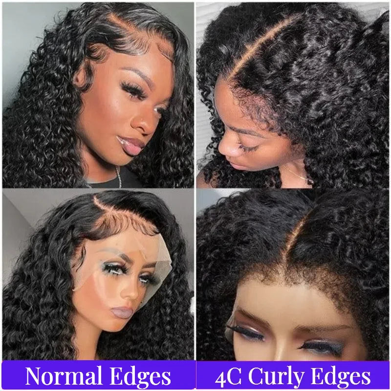 4C Kinky Baby Hair Undetectable Breathable Soft Invisible Edge Lace Front Wig,13X4 13X6 Water Wave Frontal Human Hair Wigs