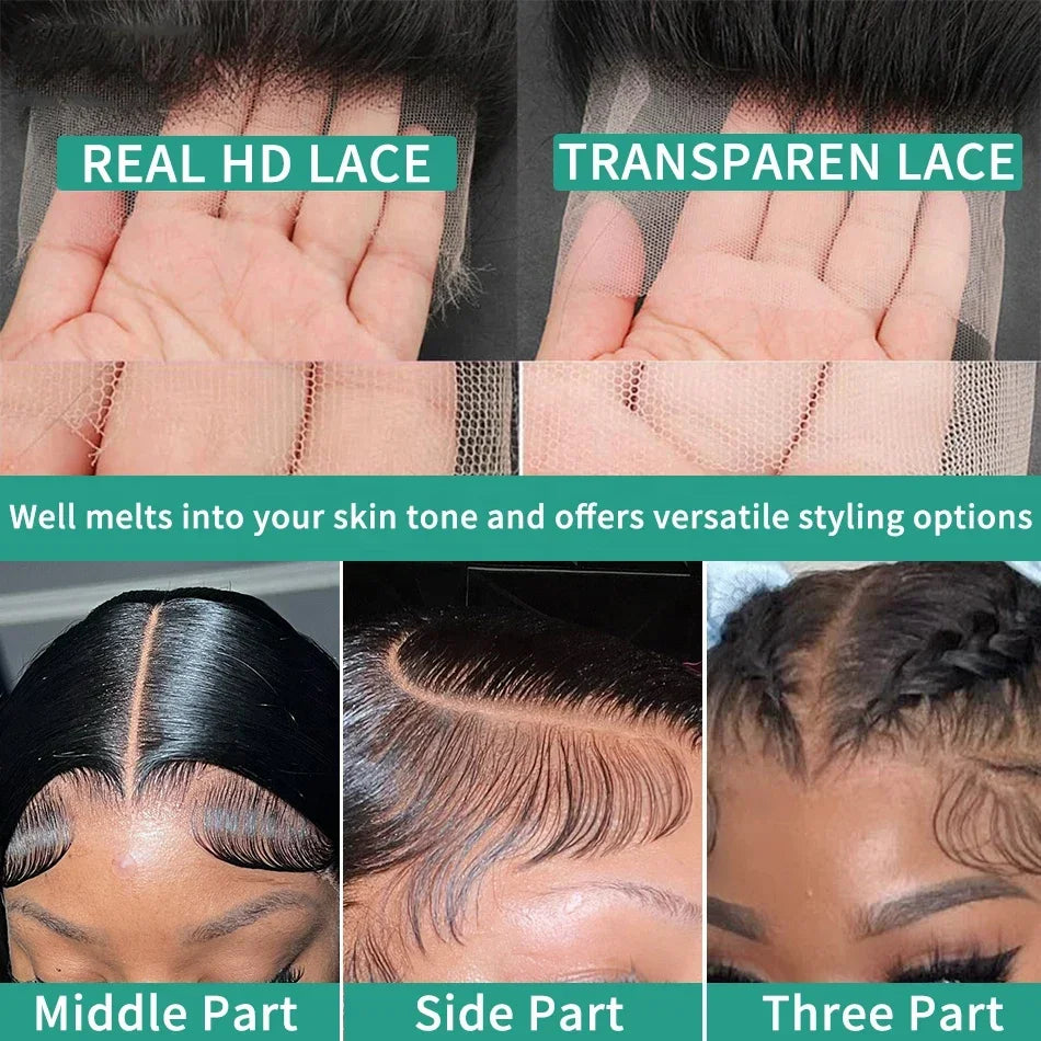 13x6 Deep Wave Lace Front Wigs 30 Inch 180% Density HD Lace Curly Wigs for Black Women Pre Plucked with Baby Hair Human Hair Wig