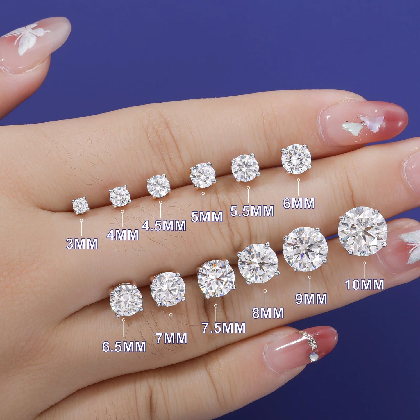 USA Local Stock Men Women Luxury 18K Gold Plated Sterling Silver Classic VVS Moissanite Diamond Stud Earrings With Gift Box